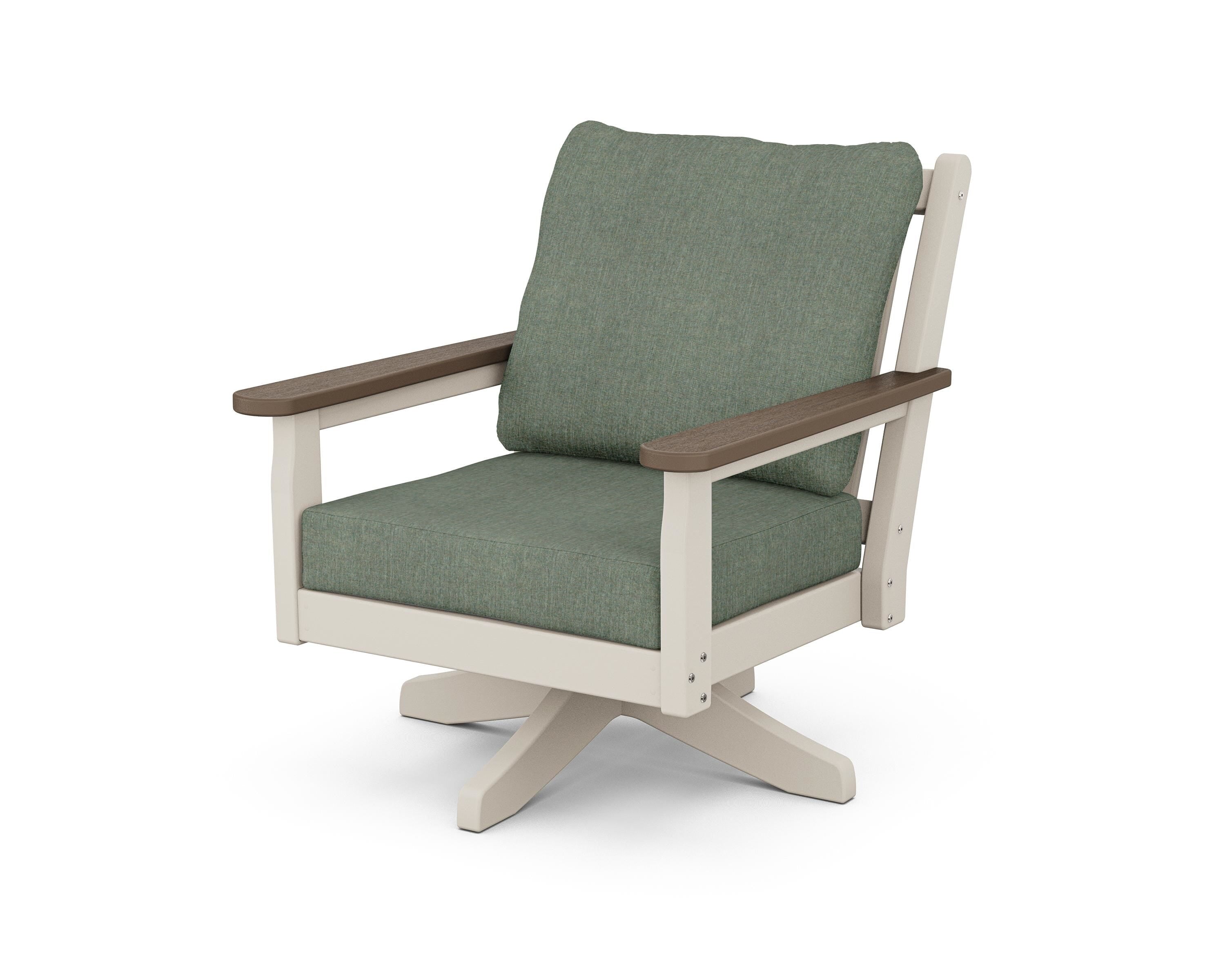 POLYWOOD® Chippendale Deep Seating Swivel Chair in Sand / Kona / Cast Sage