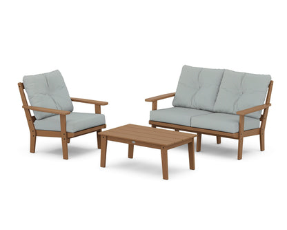 POLYWOOD® Prairie 3-Piece Deep Seating Set with Loveseat in Teak / Spa