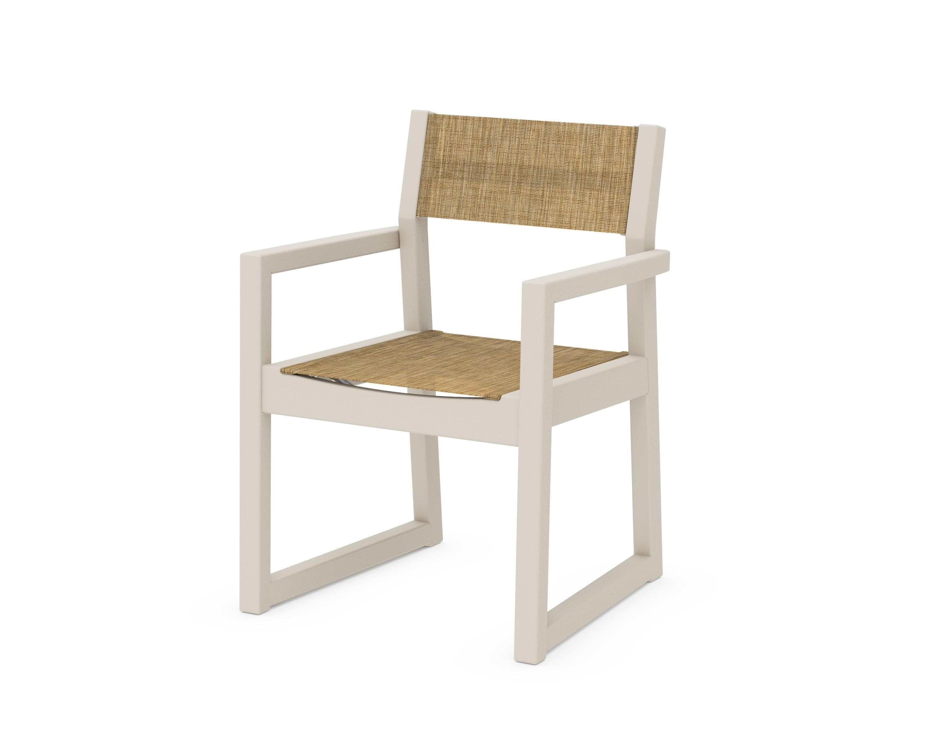 POLYWOOD® EDGE Sling Dining Arm Chair in Sand / Burlap Sling