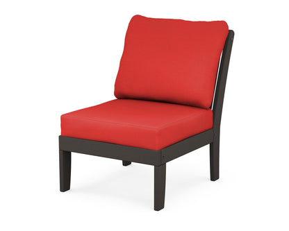 POLYWOOD® Braxton Modular Armless Chair in Vintage Coffee / Crimson Linen