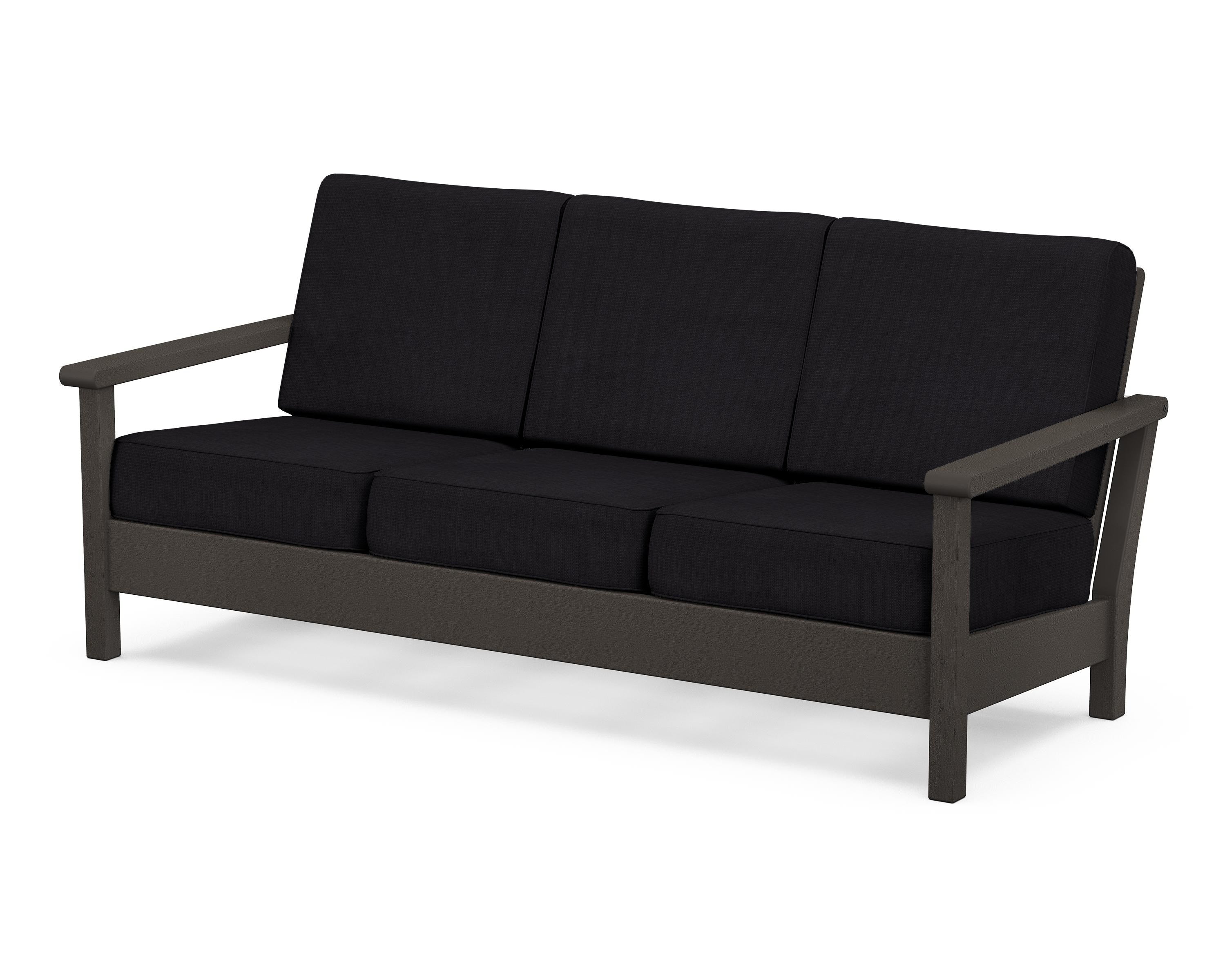 POLYWOOD® Harbour Deep Seating Sofa in Vintage Coffee / Midnight Linen