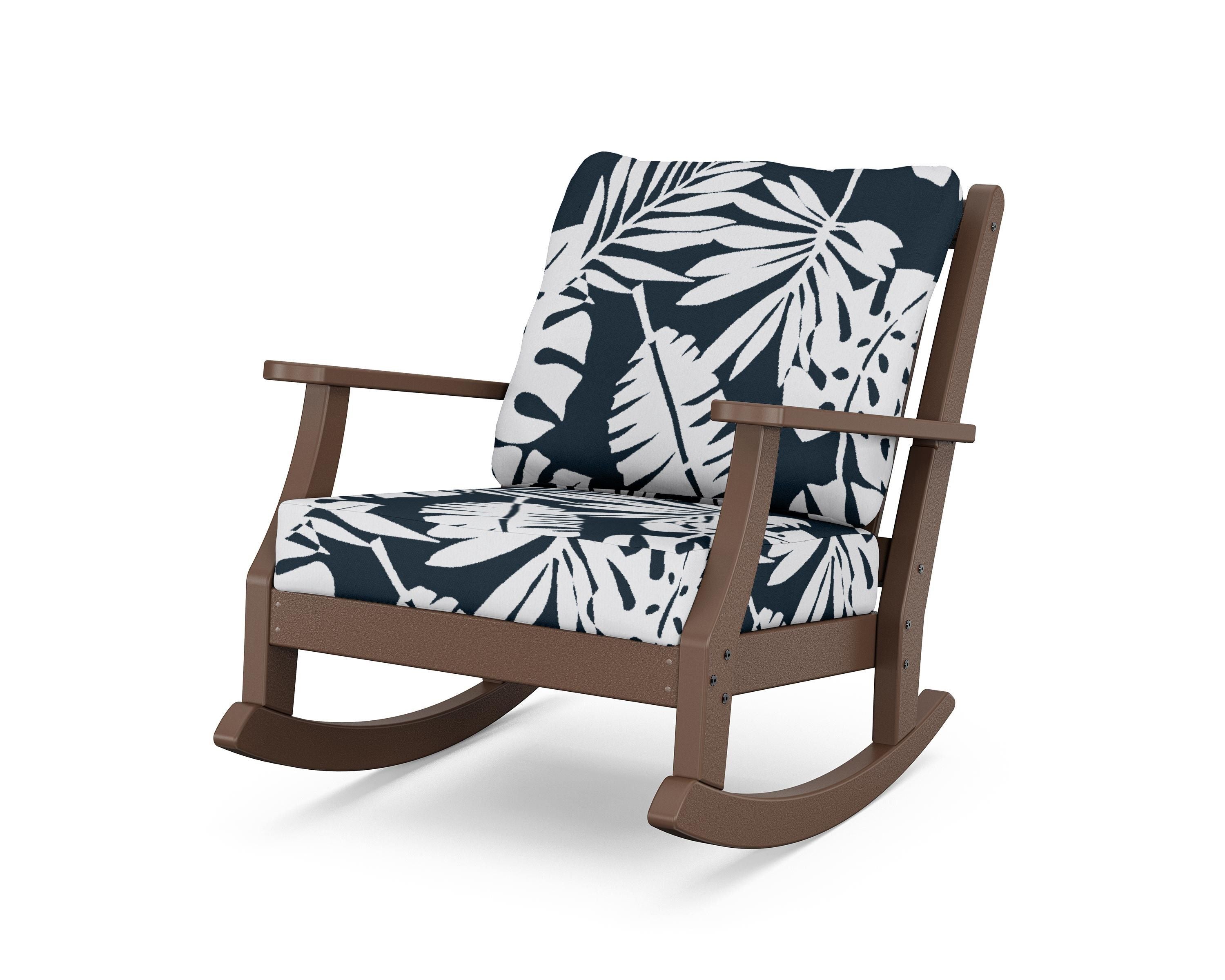 Country Living Wovendale Deep Seating Rocking Chair in Mahogany / Leaf Marine Indigo