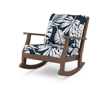 Country Living Wovendale Deep Seating Rocking Chair in Mahogany / Leaf Marine Indigo