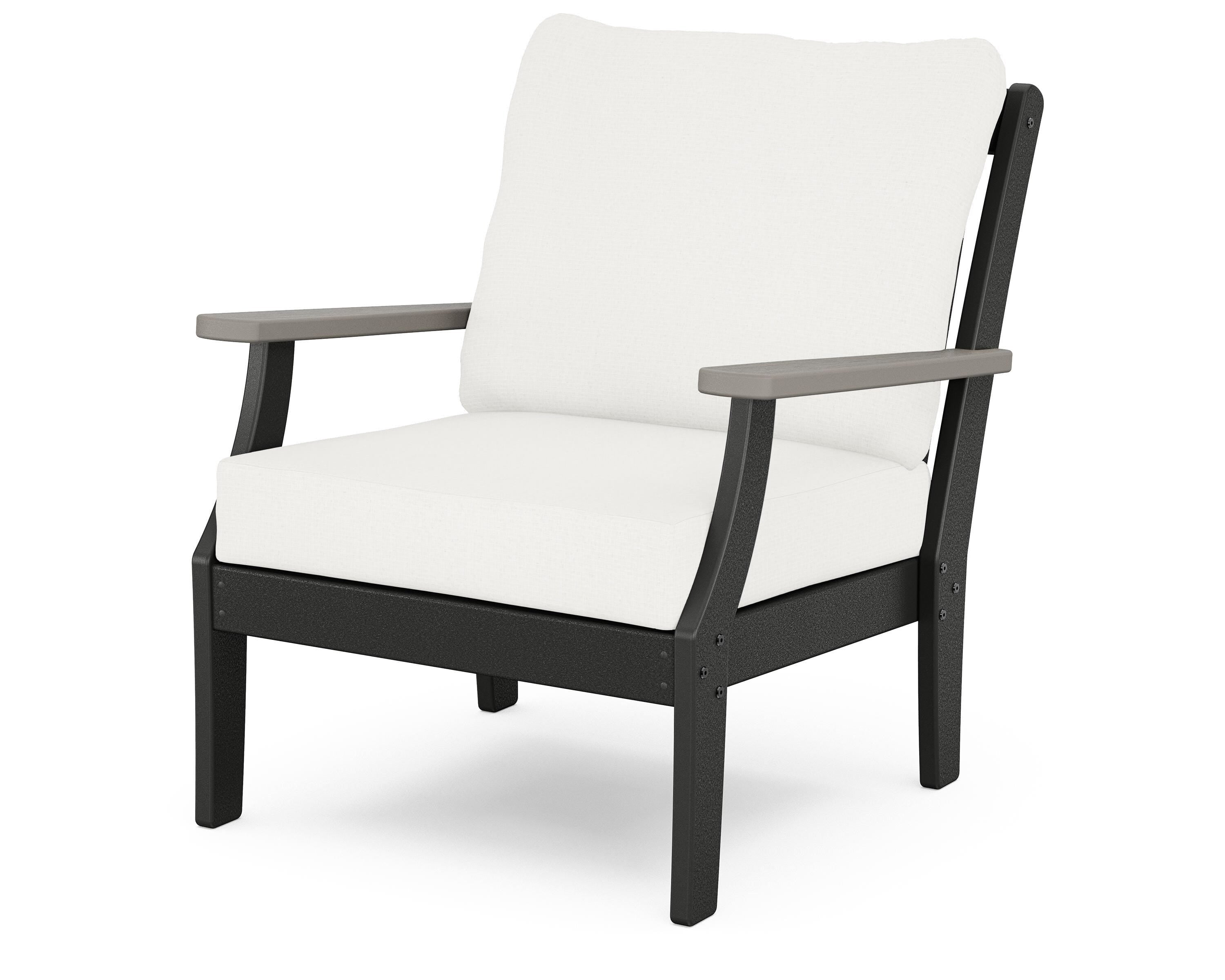 POLYWOOD® Braxton Deep Seating Chair in Black / Driftwood / Natural Linen