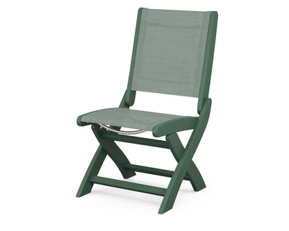 POLYWOOD® Coastal Folding Side Chair in Green / Dupioni Sea Mist Sling