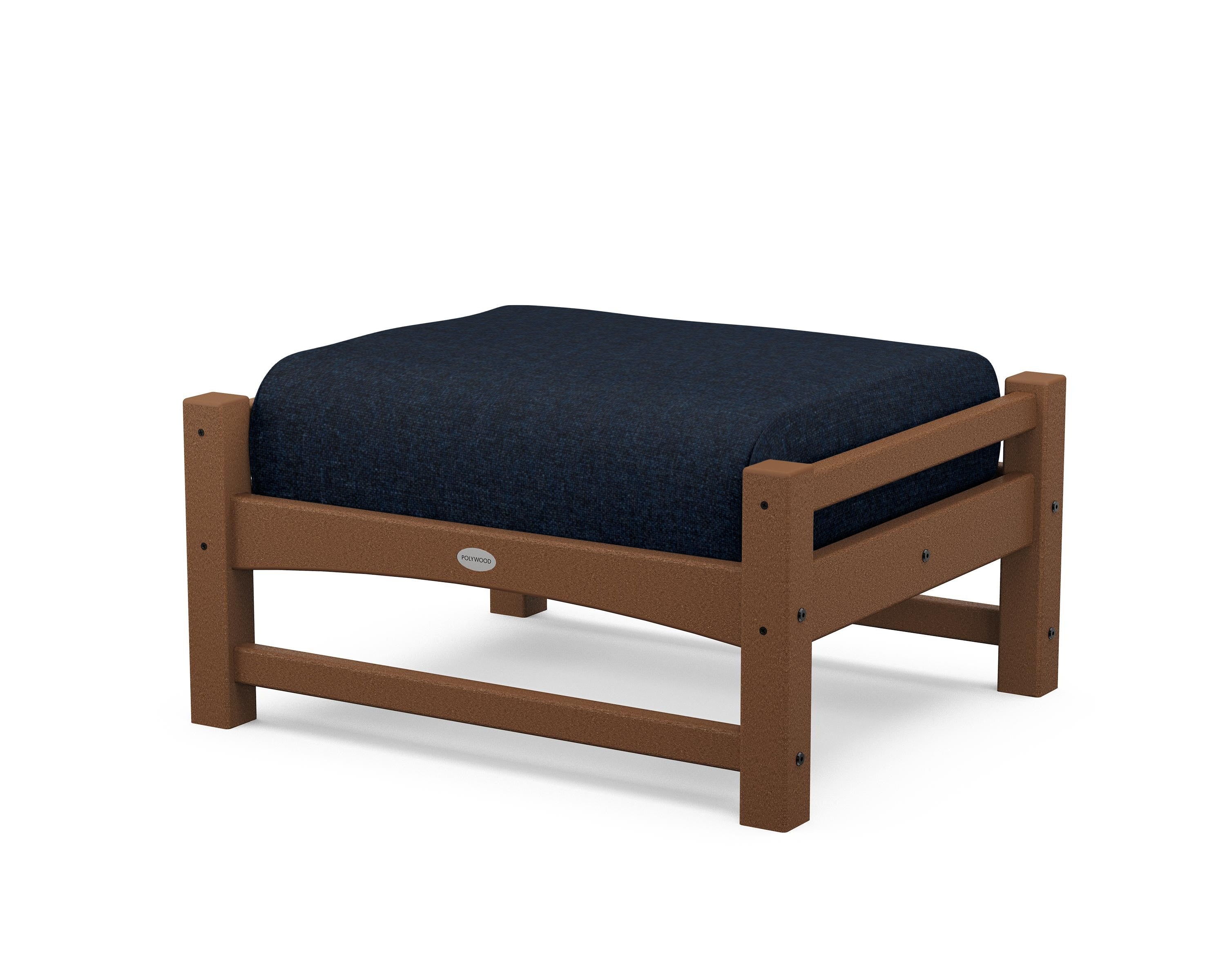 POLYWOOD® Club Ottoman in Teak / Marine Indigo