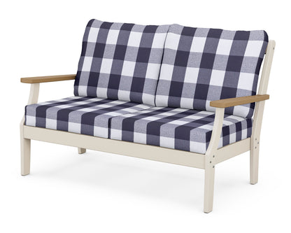 POLYWOOD® Braxton Deep Seating Loveseat in Sand / Natural / Buffalo Plaid Navy