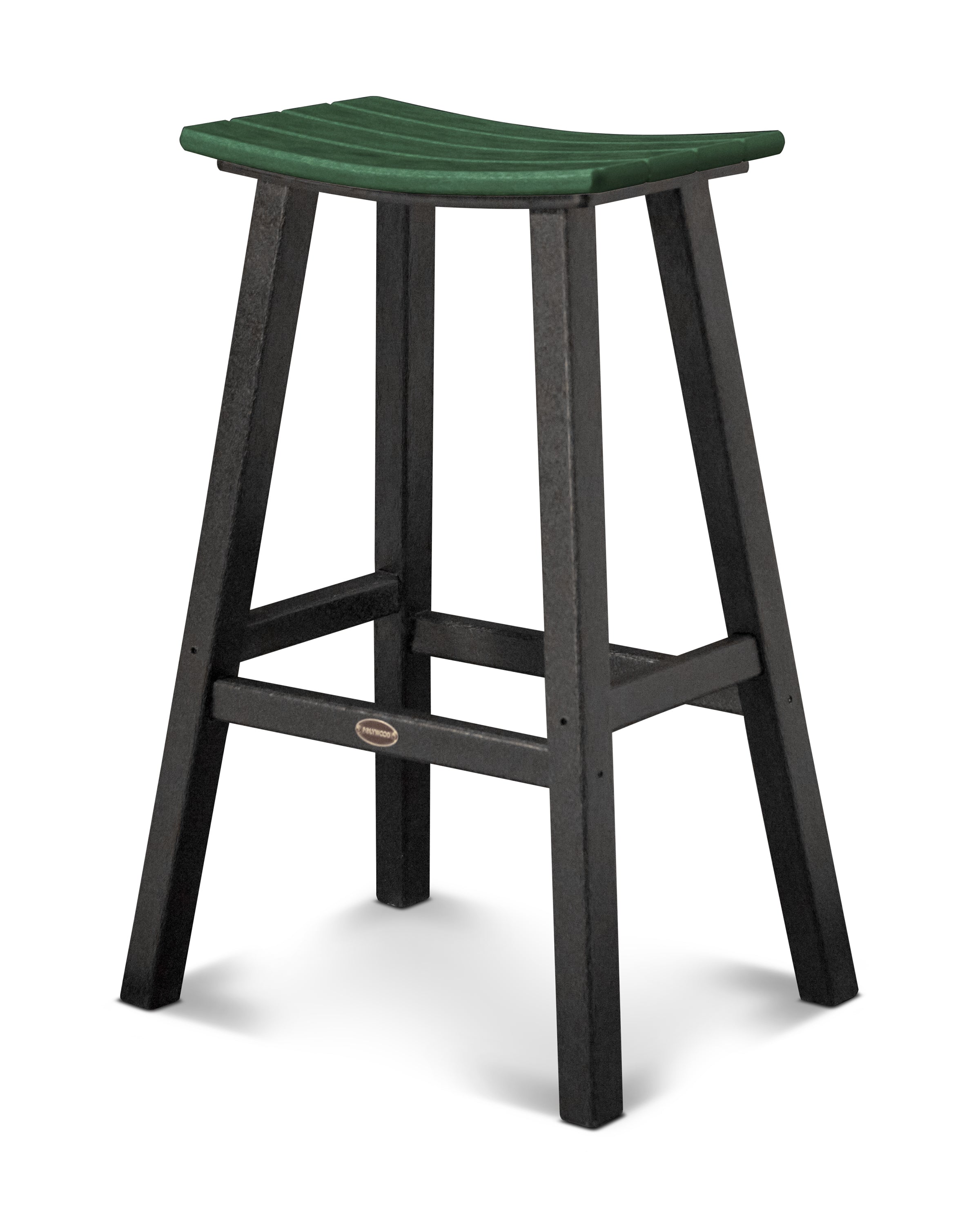 POLYWOOD® Contempo 30" Saddle Bar Stool in Black / Green