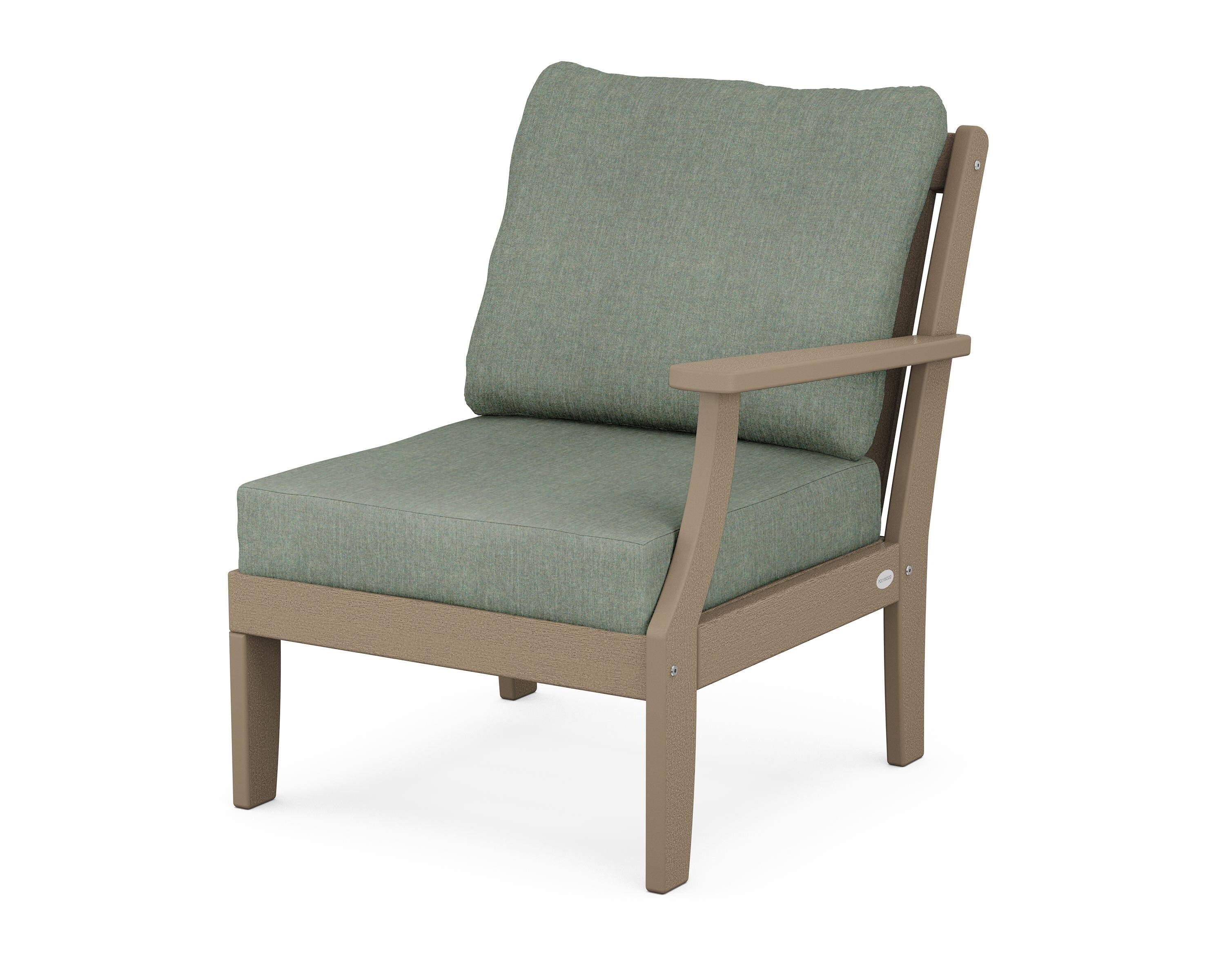 POLYWOOD® Braxton Modular Right Arm Chair in Vintage Sahara / Cast Sage