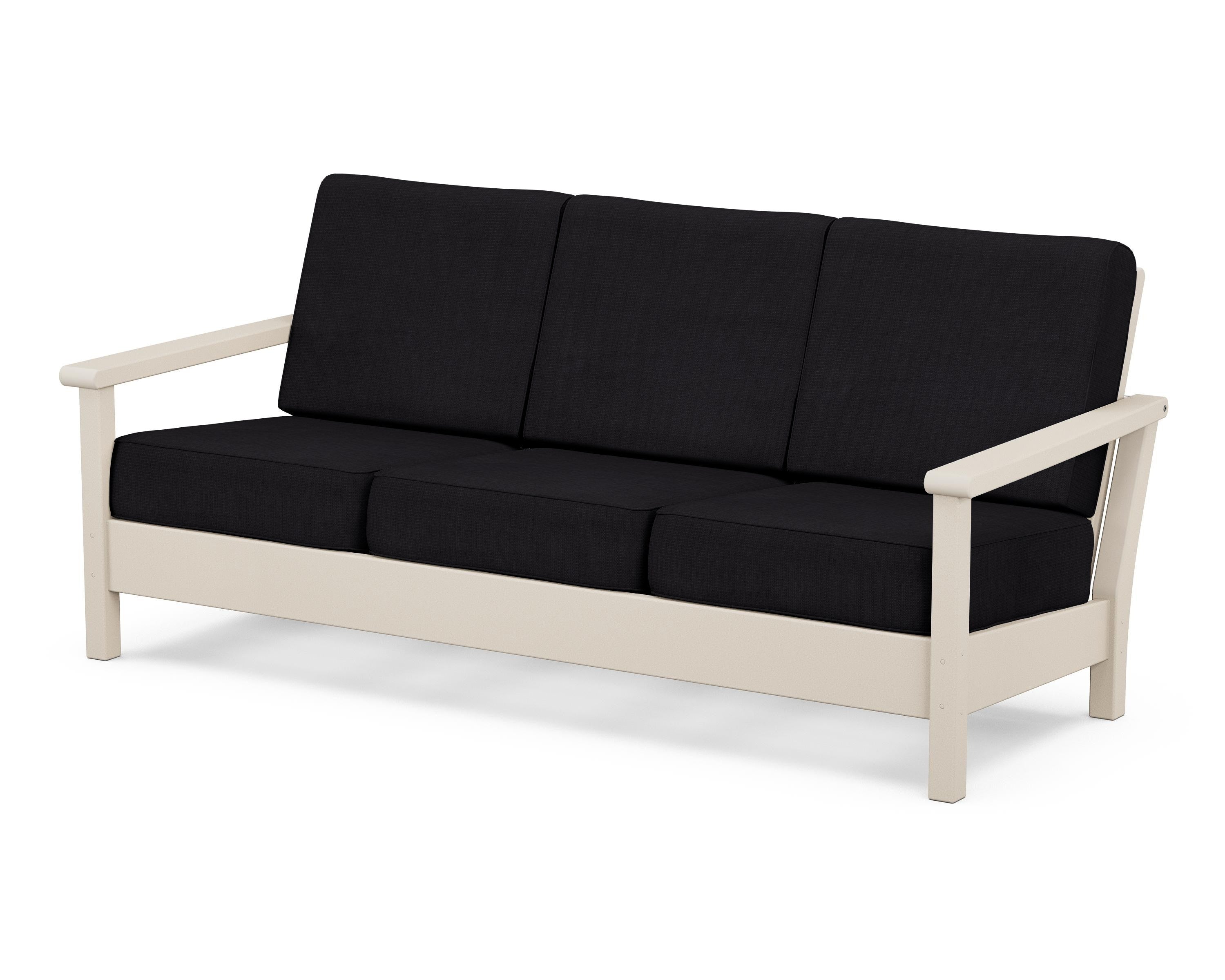 POLYWOOD® Harbour Deep Seating Sofa in Sand / Midnight Linen