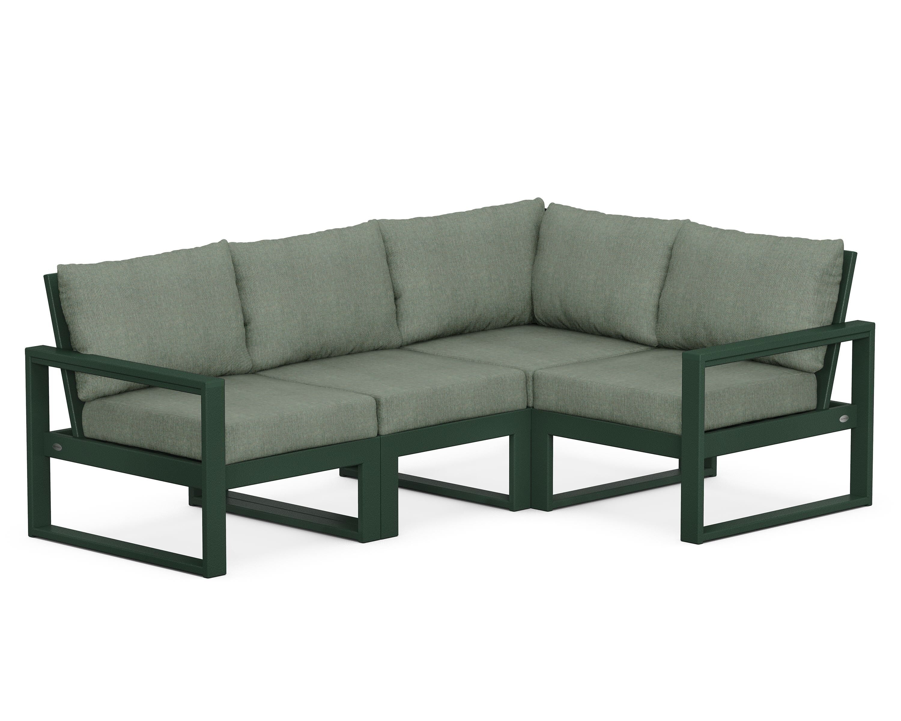 POLYWOOD® EDGE 4-Piece Modular Deep Seating Set in Green / Cast Sage
