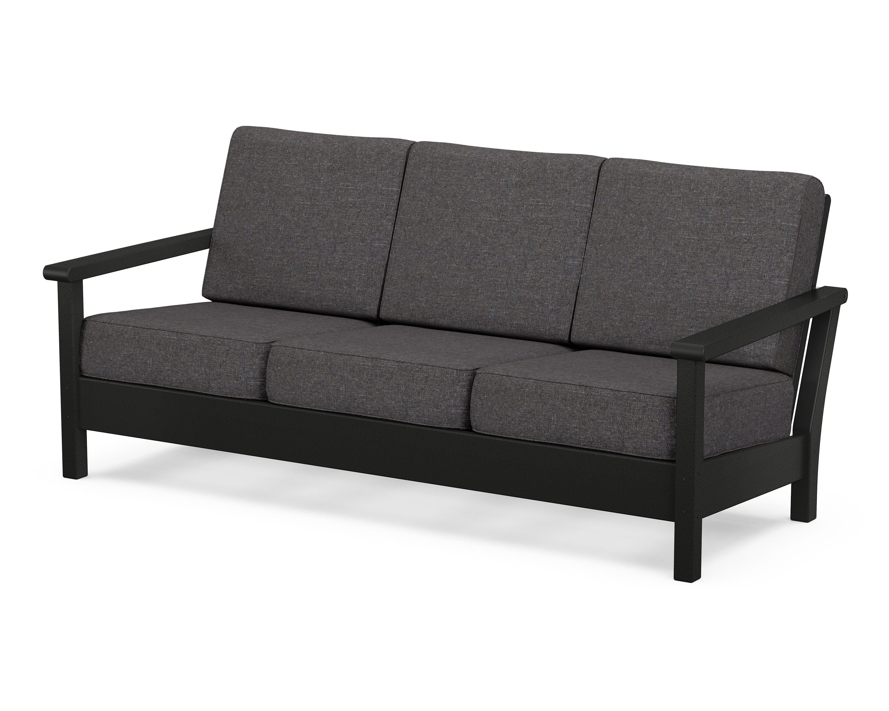 POLYWOOD® Harbour Deep Seating Sofa in Black / Ash Charcoal