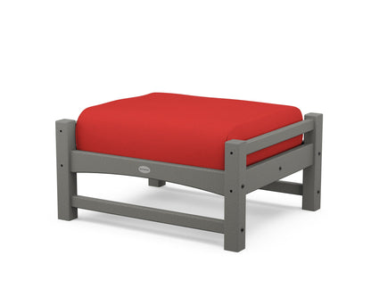 POLYWOOD® Club Ottoman in Slate Grey / Crimson Linen