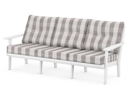POLYWOOD® Lakeside Deep Seating Sofa in White / Buffalo Plaid Grey Mist