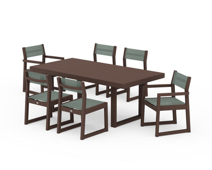 POLYWOOD® EDGE Sling 7-Piece Dining Set in Mahogany / Dupioni Sea Mist Sling