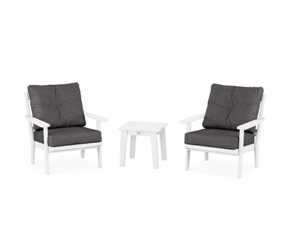 POLYWOOD® Oxford 3-Piece Deep Seating Set in White / Ash Charcoal