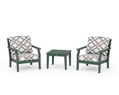 Draper James™ by  POLYWOOD® Savannah 3-Piece Deep Seating Set in Green / Trellis Grey Mist