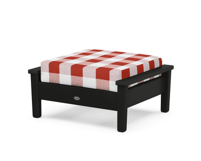 POLYWOOD® Prescott Deep Seating Ottoman in Black / Buffalo Plaid Crimson