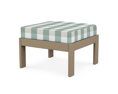 POLYWOOD® Vineyard Modular Ottoman in Vintage Sahara / Buffalo Plaid Glacier Spa