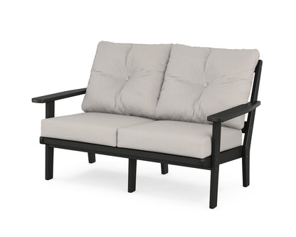 POLYWOOD® Oxford Deep Seating Loveseat in Black / Cast Ash