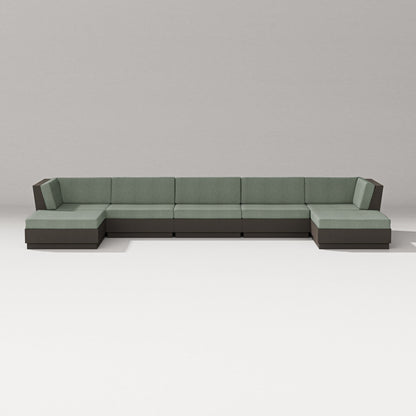 PW Designer Series Elevate 7-Piece Double Chaise Sectional in Vintage Coffee / Cast Sage