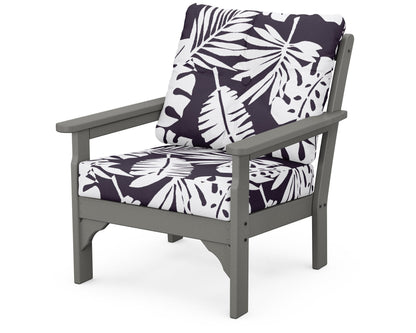 POLYWOOD® Vineyard Deep Seating Chair in Slate Grey / Leaf Navy