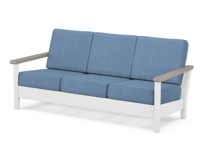 POLYWOOD® Harbour Deep Seating Sofa in White / Driftwood / Sky Blue