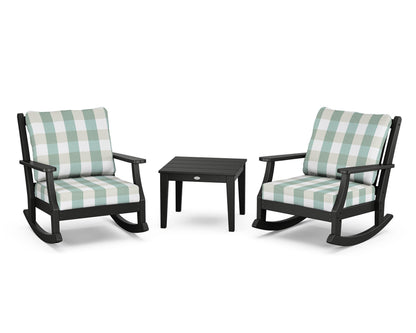 Country Living Wovendale 3-Piece Deep Seating Rocker Set in Black / Buffalo Plaid Glacier Spa