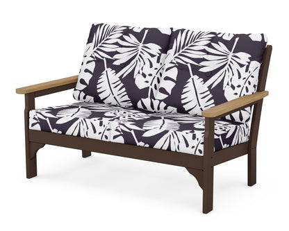 POLYWOOD® Vineyard Deep Seating Loveseat in Mahogany / Natural / Leaf Navy