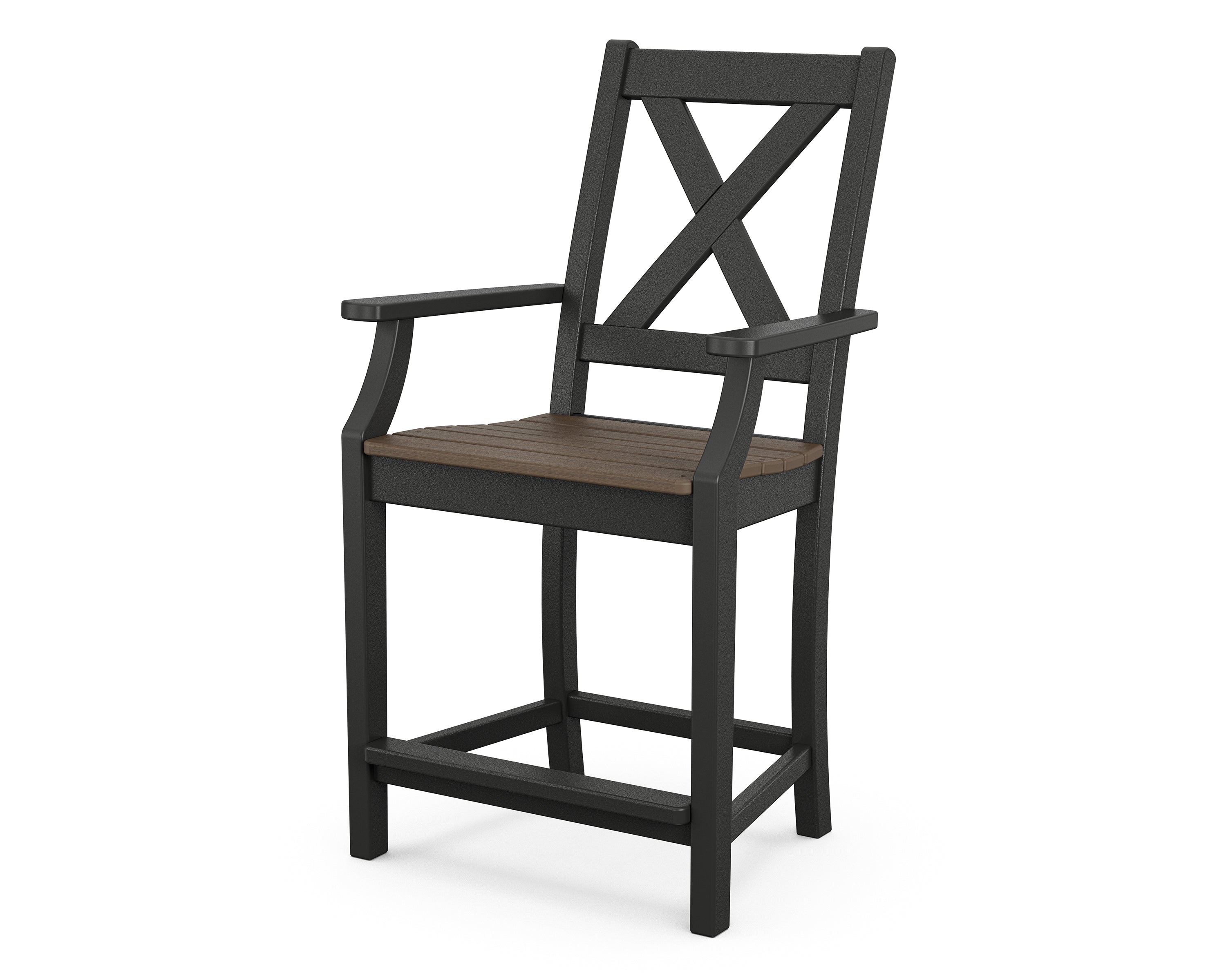 POLYWOOD® Braxton Counter Arm Chair in Black / Kona
