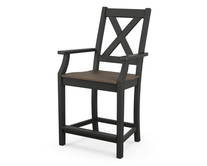 POLYWOOD® Braxton Counter Arm Chair in Black / Kona