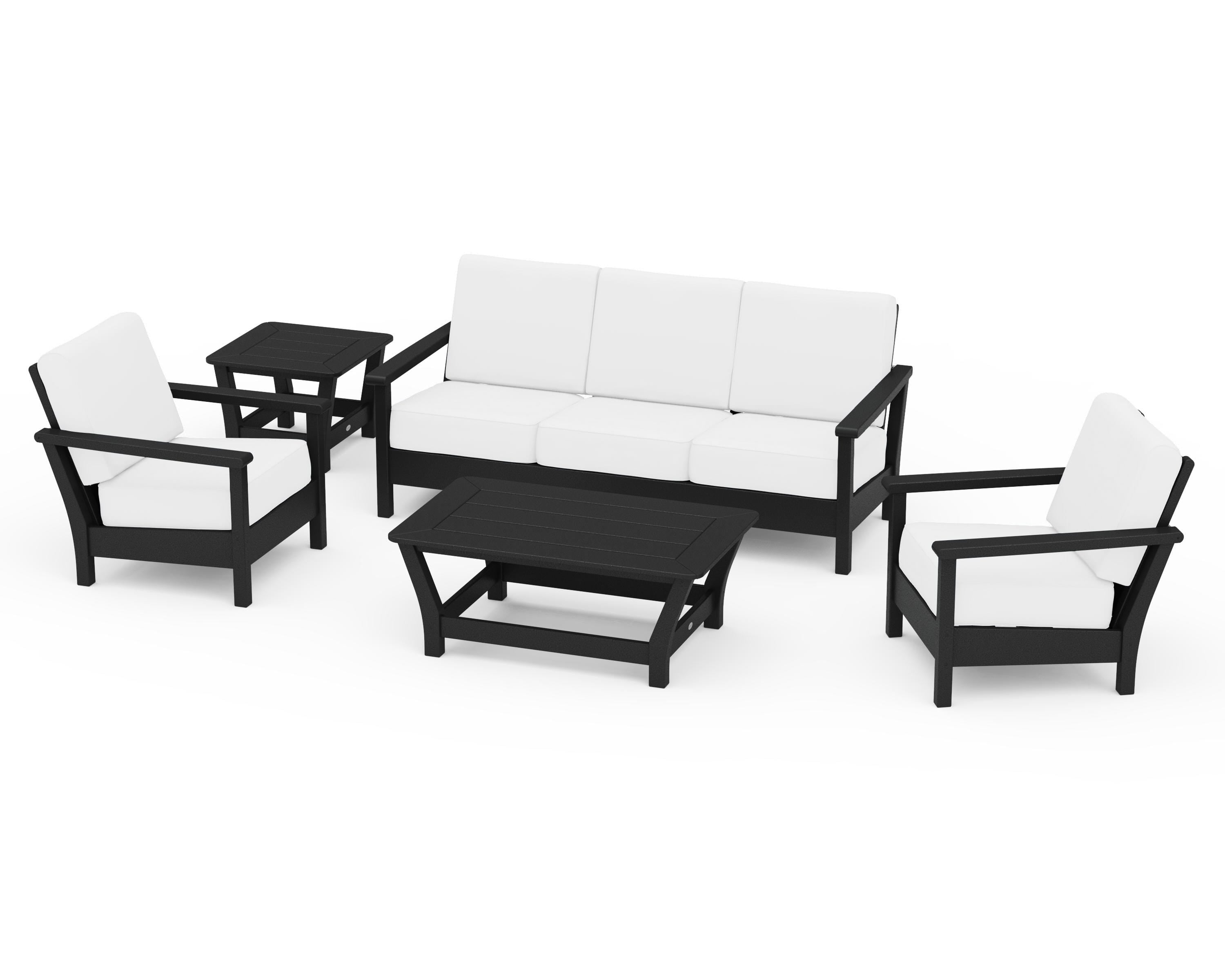 POLYWOOD® Harbour 5-Piece Deep Seating Set in Black / Natural