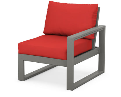 POLYWOOD® EDGE Modular Right Arm Chair in Slate Grey / Crimson Linen