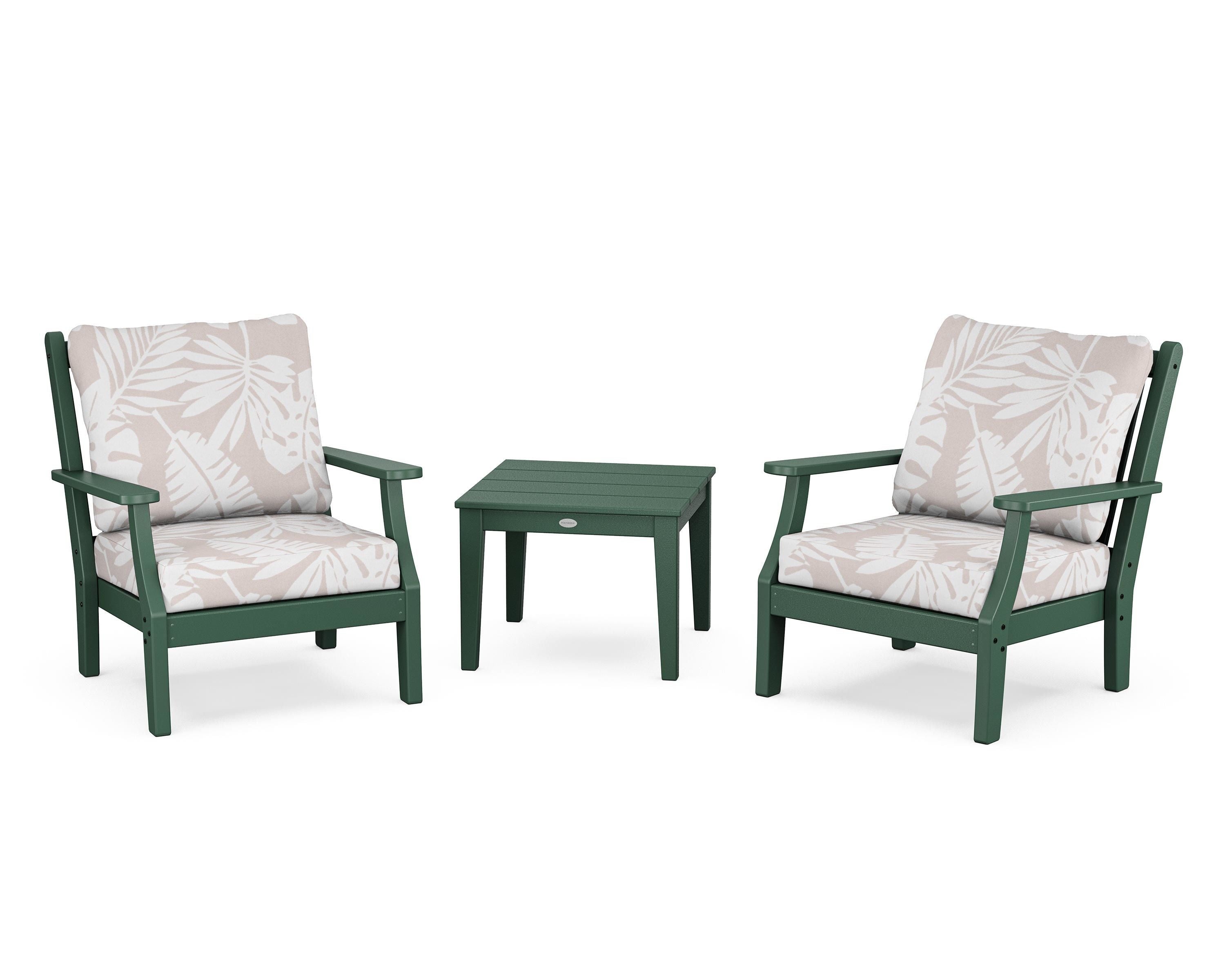 Country Living Wovendale 3-Piece Deep Seating Set in Green / Leaf Dune Burlap