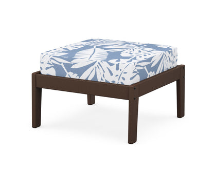 Unbranded Deep Seating Ottoman in Mahogany / Leaf Sky Blue