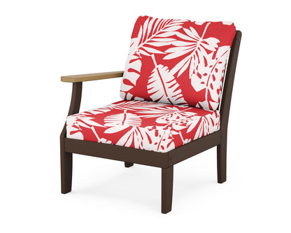 POLYWOOD® Braxton Modular Left Arm Chair in Mahogany / Natural / Leaf Crimson