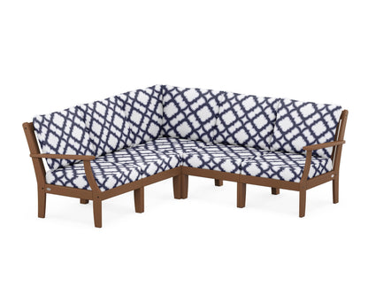 POLYWOOD® Braxton Modular 5-Piece Deep Seating Set in Teak / Trellis Navy