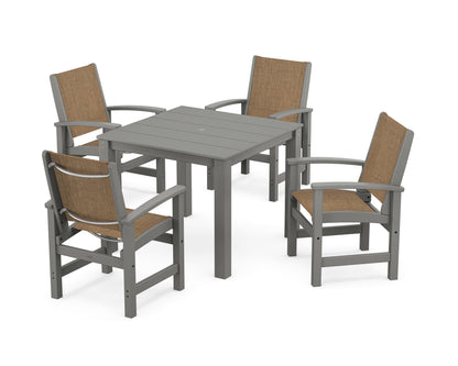 POLYWOOD® Coastal 5-Piece Parsons Dining Set in Slate Grey / Burlap Sling