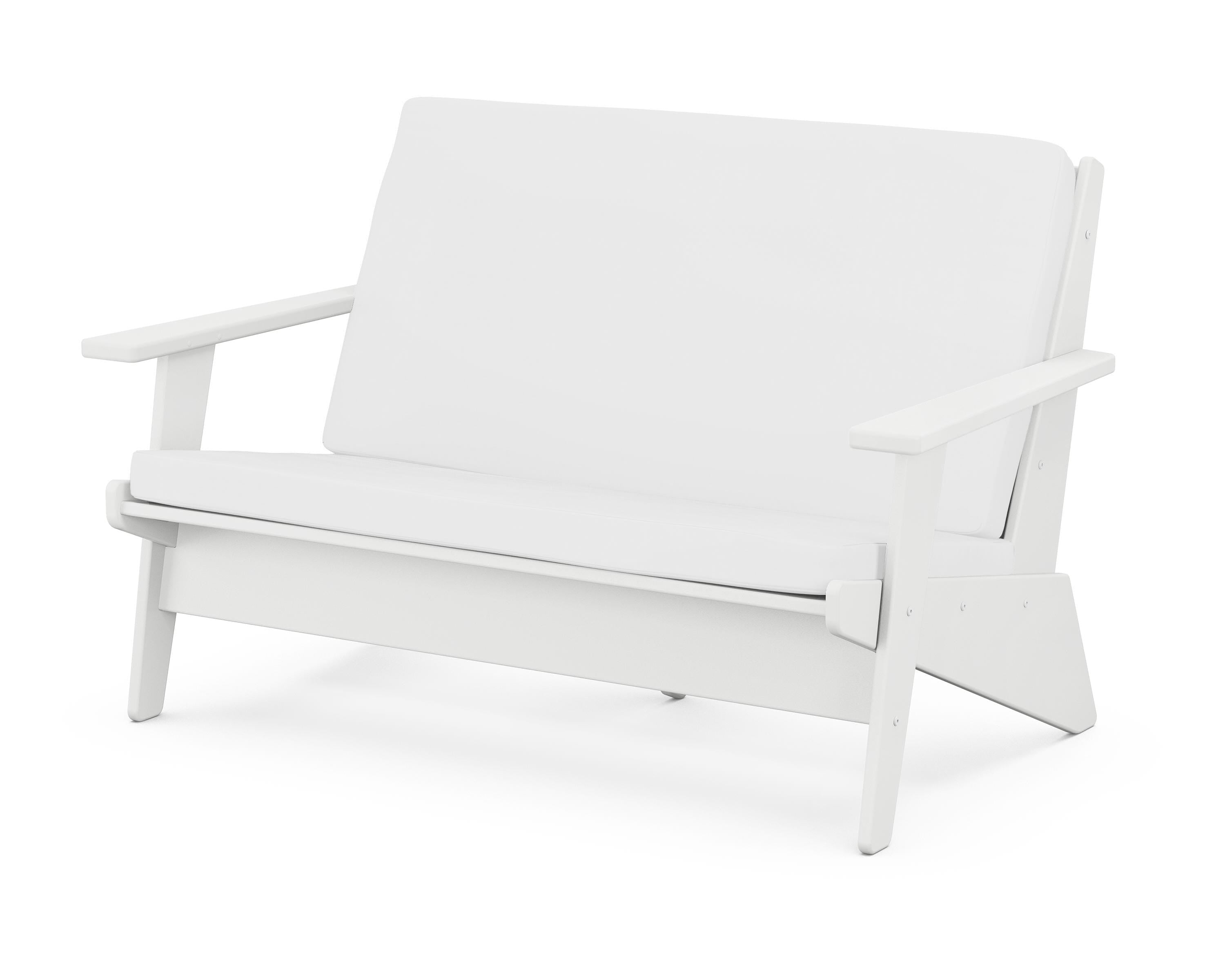 POLYWOOD® Riviera Modern Lounge Loveseat in White / Natural