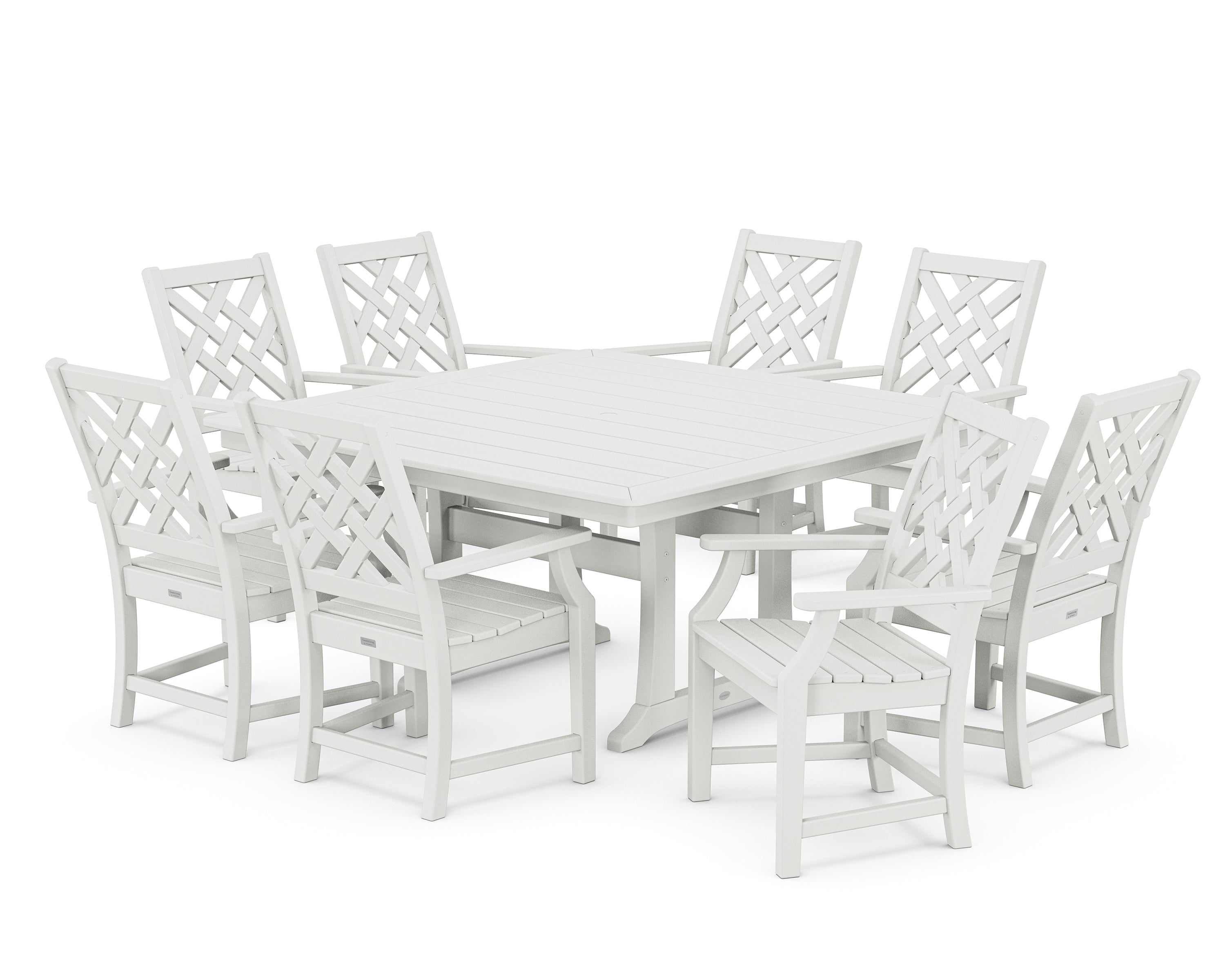 Country Living Wovendale 9-Piece Square Dining Set with Trestle Legs in White
