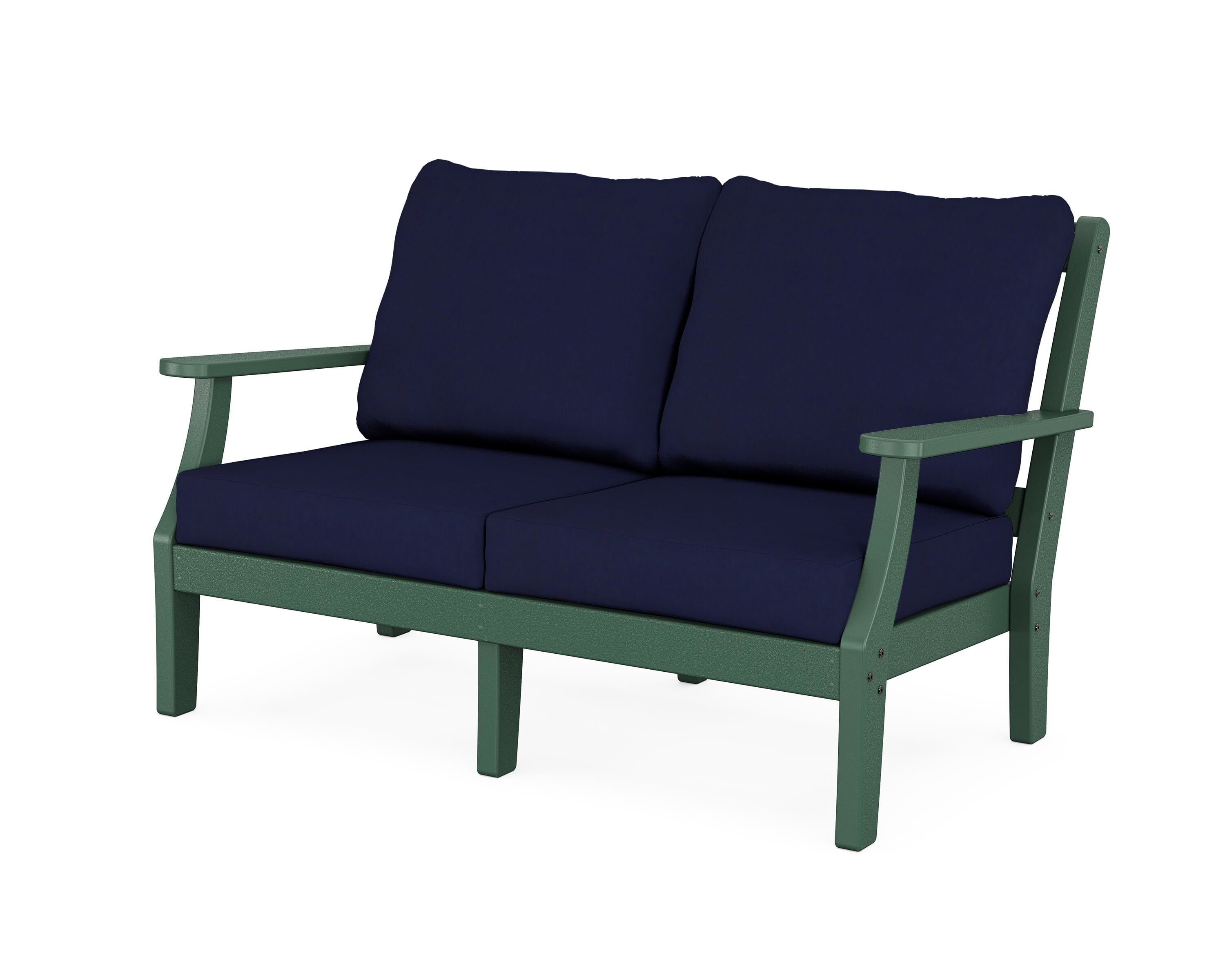 Martha Stewart by POLYWOOD® Chinoiserie Deep Seating Loveseat in Green / Navy