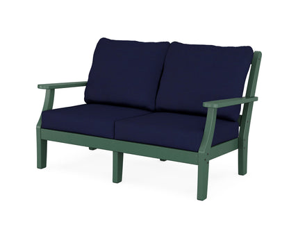 Martha Stewart by POLYWOOD® Chinoiserie Deep Seating Loveseat in Green / Navy