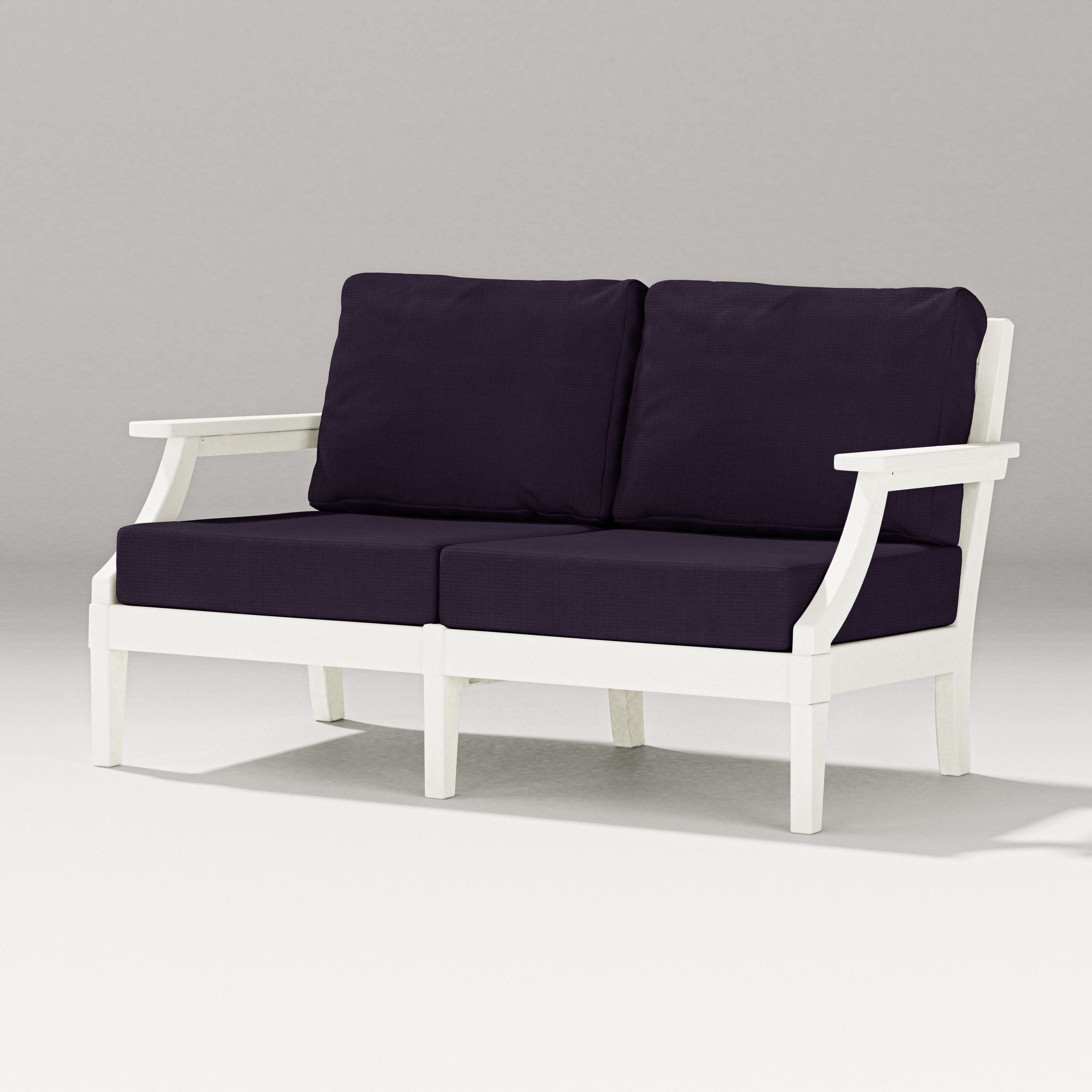 PW Designer Series Estate Loveseat in Vintage White / Navy Linen