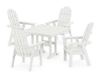 POLYWOOD® Vineyard Curveback Adirondack 5-Piece Farmhouse Dining Set in White