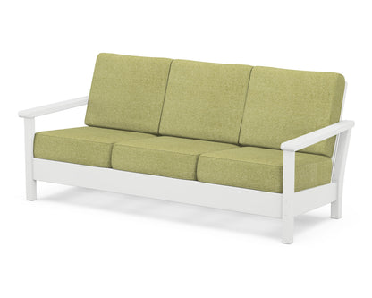 POLYWOOD® Harbour Deep Seating Sofa in White / Chartreuse Boucle