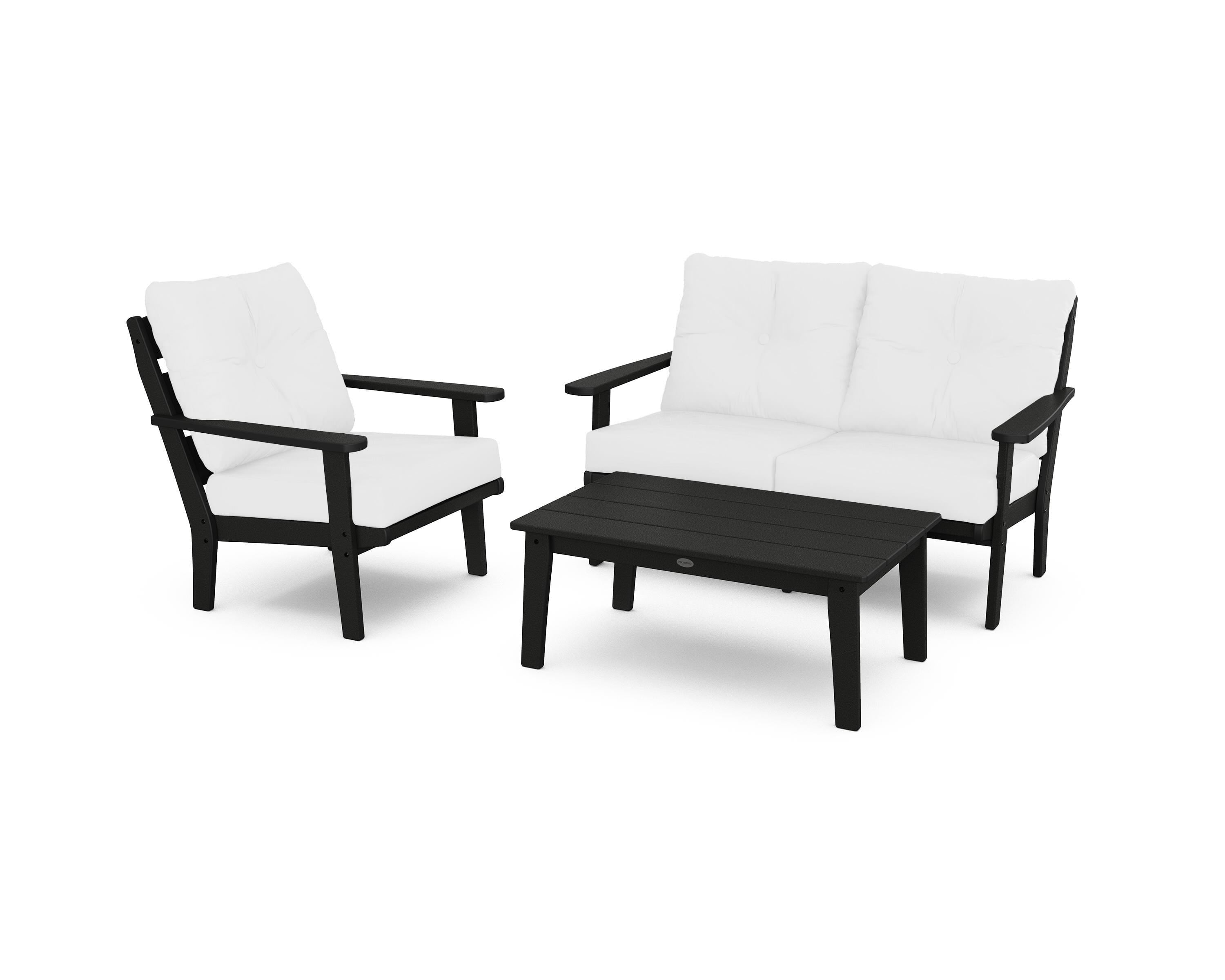 POLYWOOD® Lakeside 3-Piece Deep Seating Set in Black / Natural