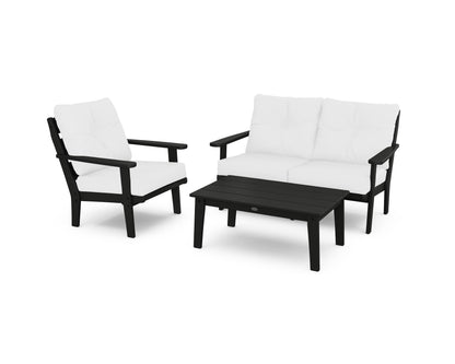 POLYWOOD® Lakeside 3-Piece Deep Seating Set in Black / Natural
