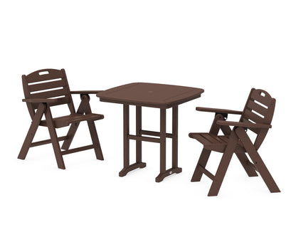 POLYWOOD® Nautical Folding Lowback Chair 3-Piece Dining Set in Mahogany