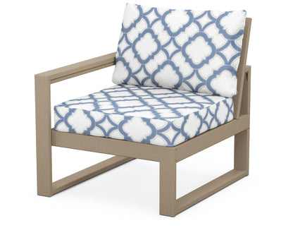 POLYWOOD® EDGE Modular Left Arm Chair in Vintage Sahara / Trellis Sky Blue