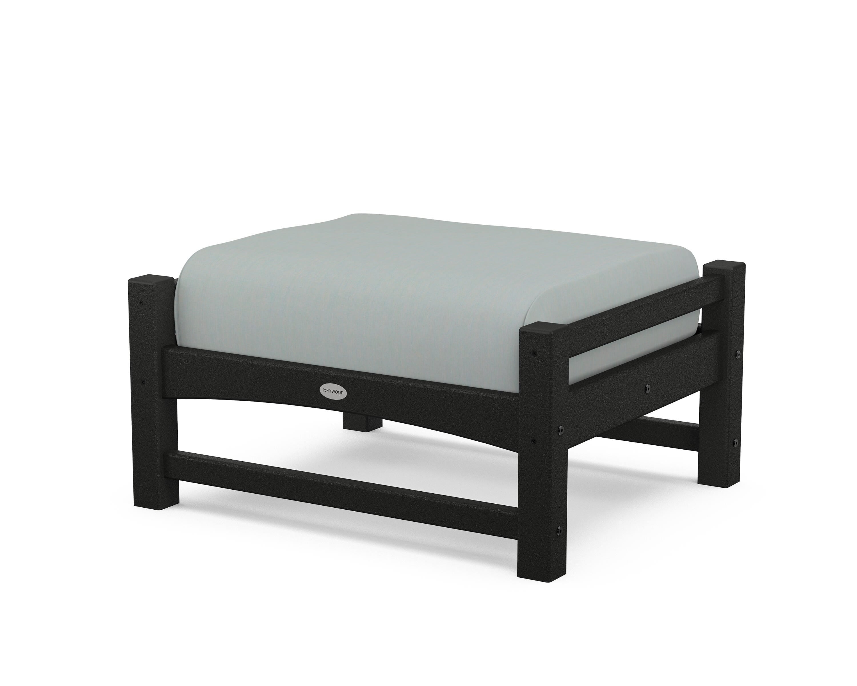 POLYWOOD® Club Ottoman in Black / Spa